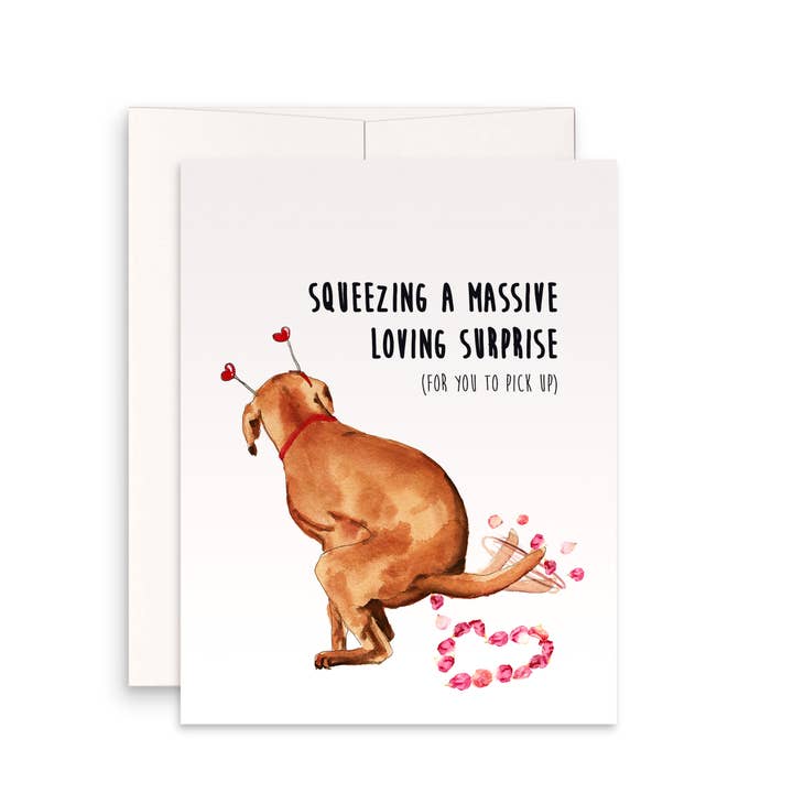 Valentinsdag Hund Surprise - Funny Valentinsdag Card for engroshandel hos Liyana Studio