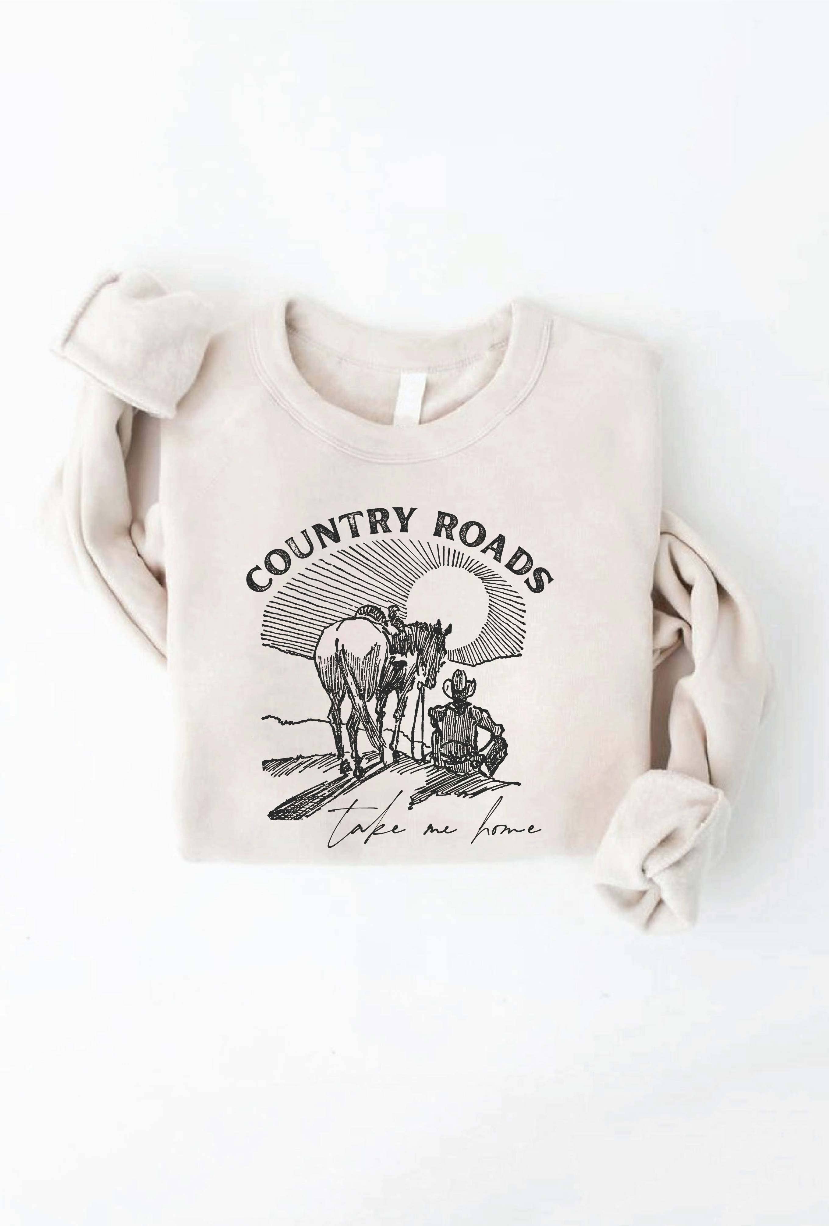 OAT COLLECTIVE - Wholesale Graphic Sweatshirt - Women's - COUNTRY ROADS TAKE ME HOME Graphic Sweatshirt14