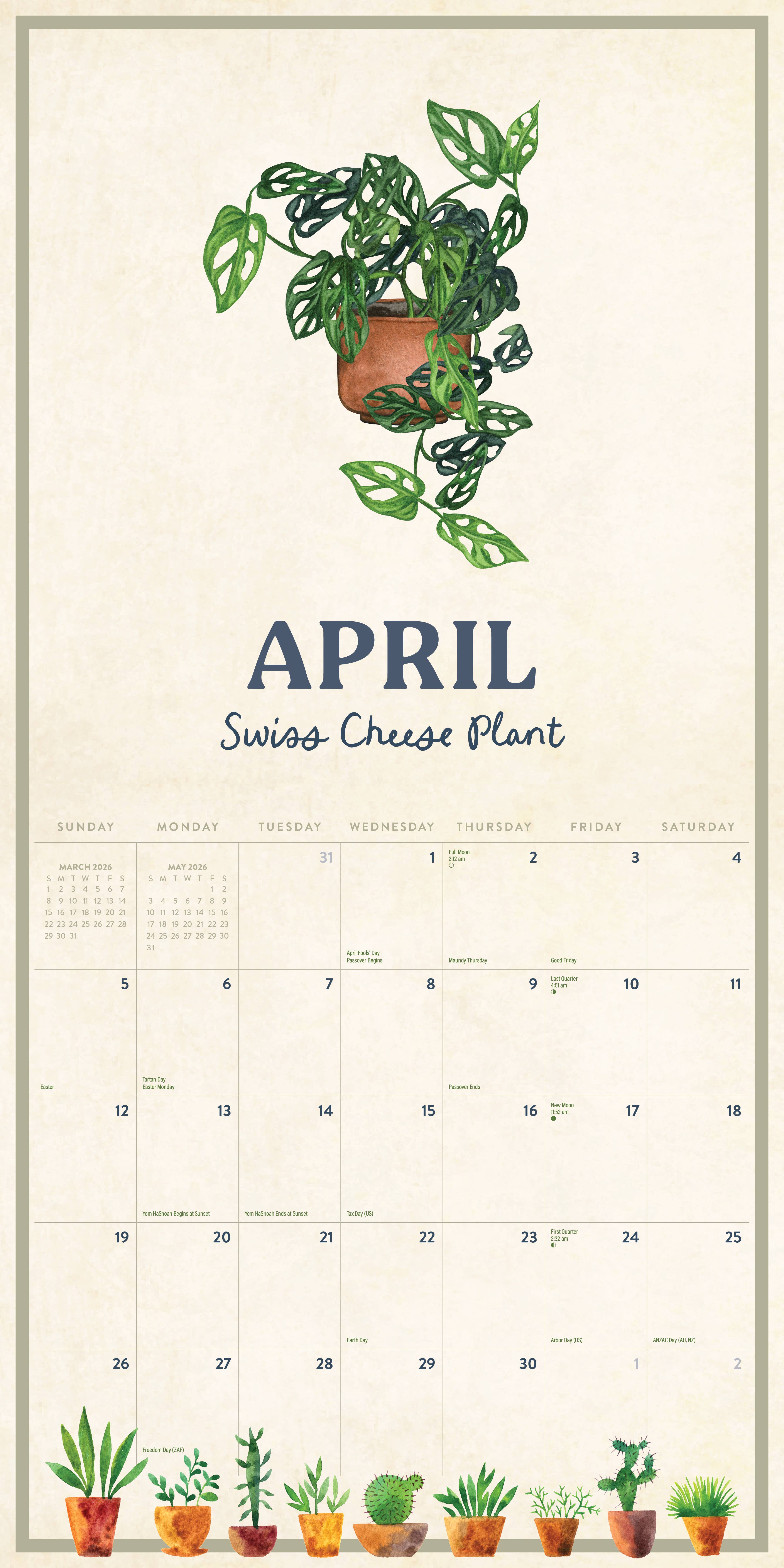 Marble City Press - Vente Calendrier - Calendrier mural 2026 des plantes d'intérieur malades Marble City Press2