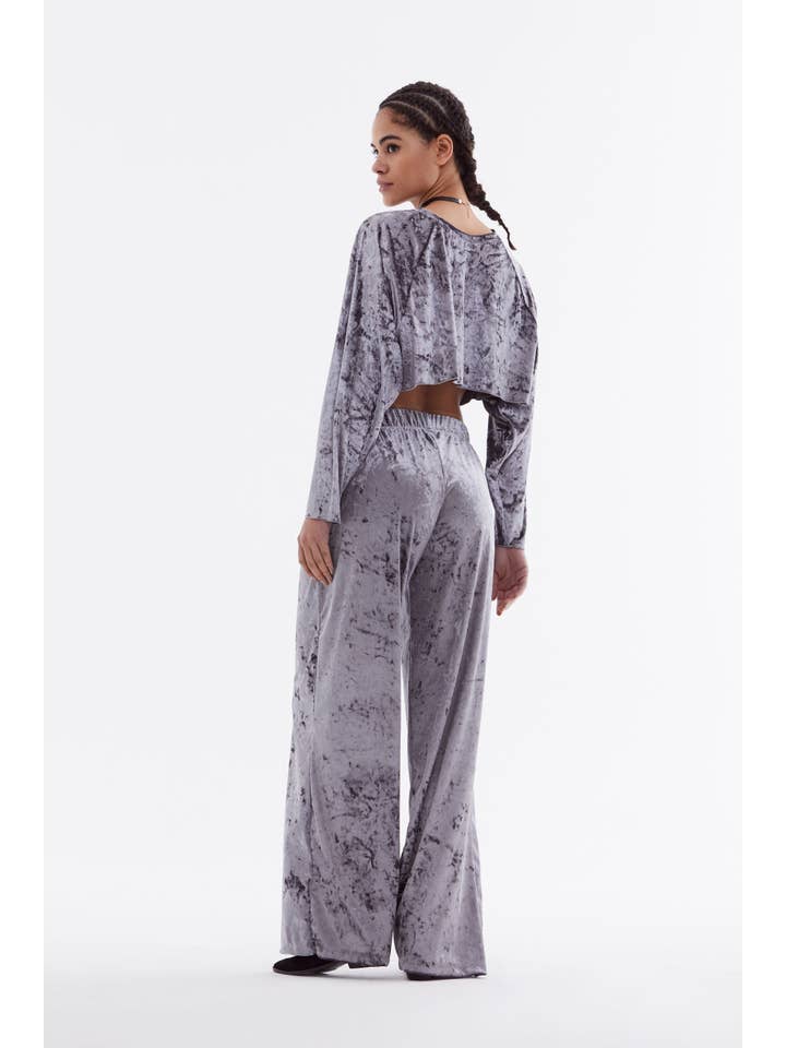 Metallic Grey SET - velvet Tracksuit for wholesale on Faire3