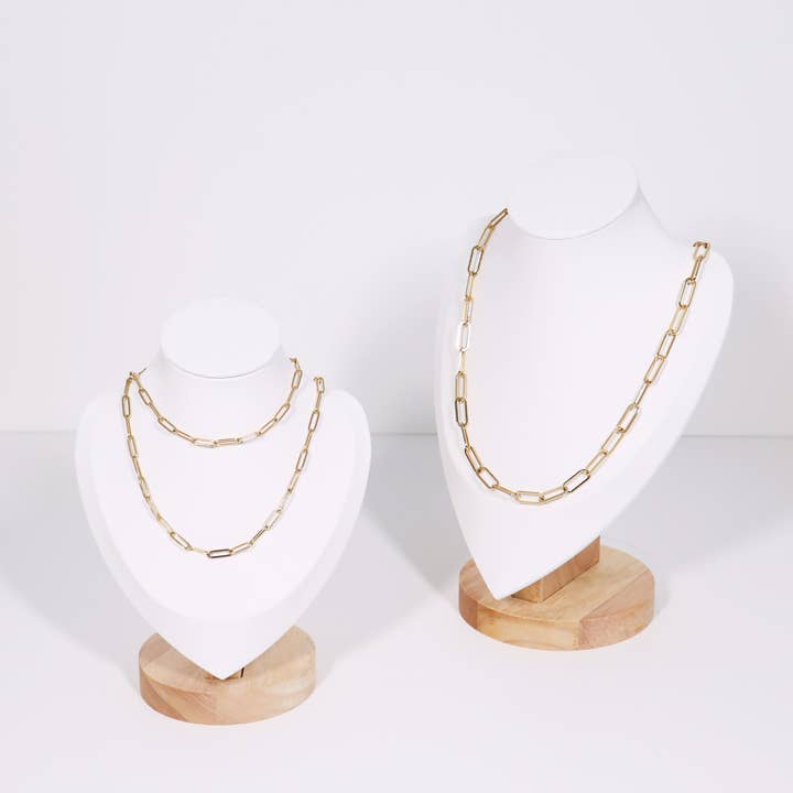 WJW - Wholesale Jewelry Stand & Display - Natural Wood & Leather Necklace Display