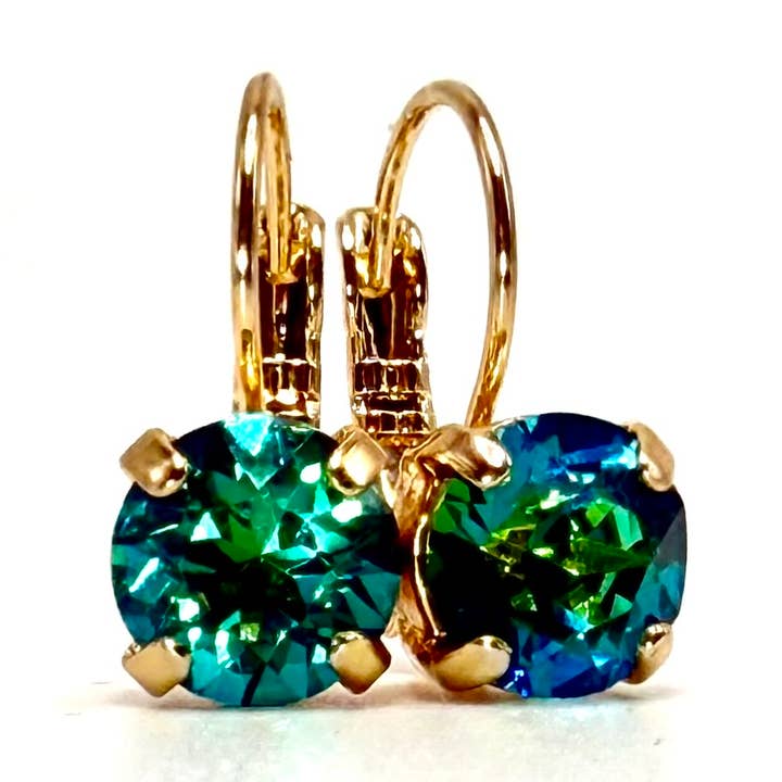 Boucles d'oreilles en cristal, boucles d'oreilles bleu vert, boucles d'oreilles scintillantes pour la vente par Heartmade Jewelry