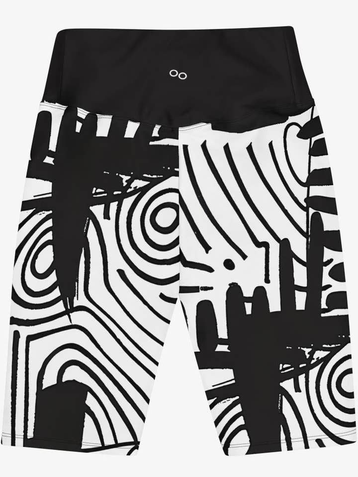 Biker Shorts "Black and Wow" Black White for wholesale by Loony Legs