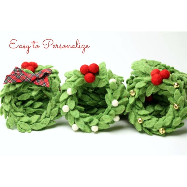 Corona Natalizia Mini di Vischio in Feltro per la vendita all'ingrosso da parte di The Felt Pod