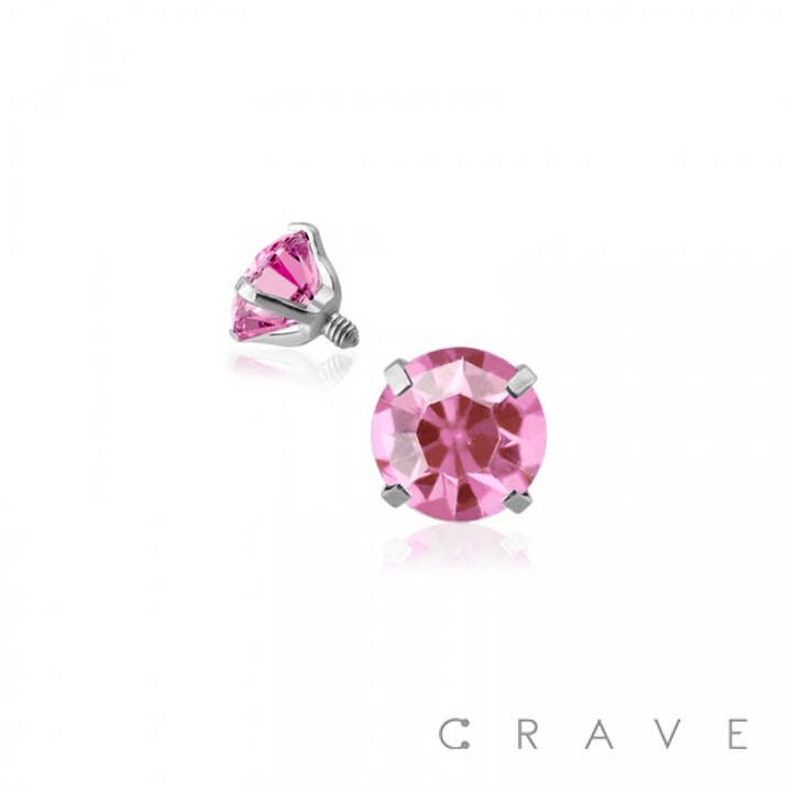 CRAVE BODY JEWELRY - Wholesale Face/Body Chain - 316L SURGICAL STEEL INTERNALLY THREADED CZ PRONG SET TOP