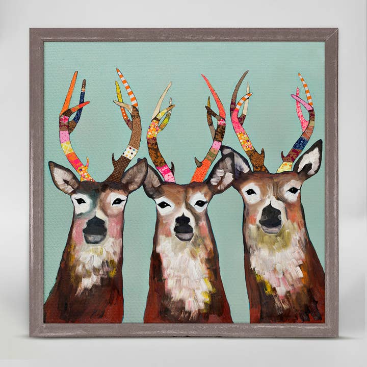 Designer Deer Mini Framed Canvas for wholesale by GreenBox Art