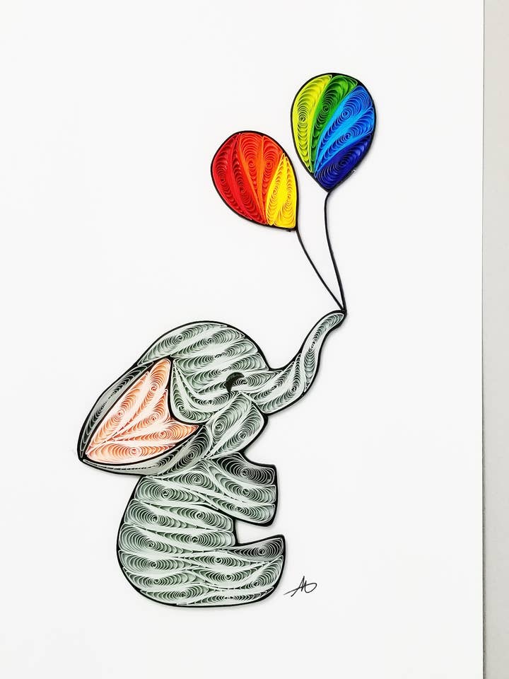 #405 Baby Elephant With Balloons for wholesale by Iconic Quilling