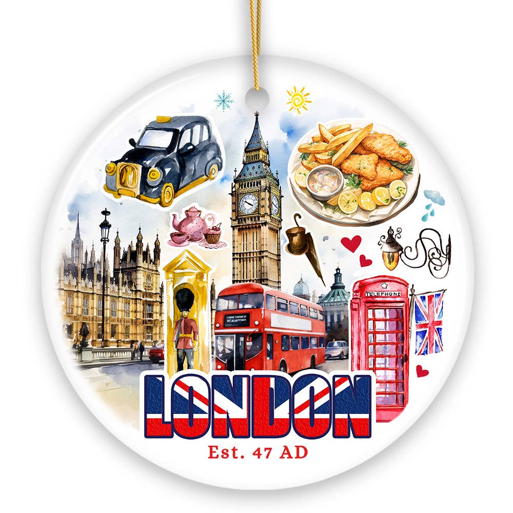 OrnamentallyYou – wholesale Ornament – Classic London Artwork City Full of Landmarks Ornament5