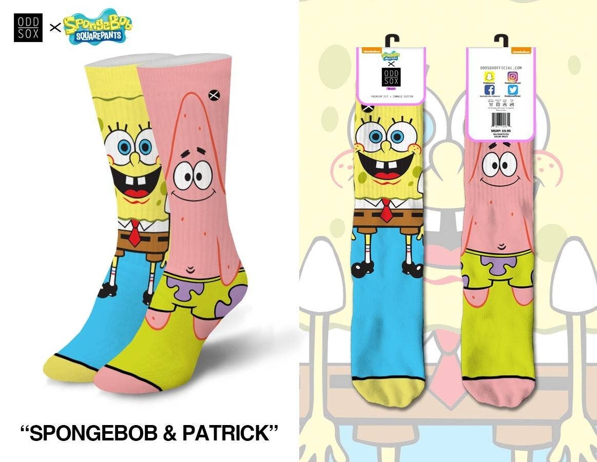 Odd Sox – wholesale Socks – Women's – SpongeBob & Patrick Mix Match 360 Knit Socks - Womens1