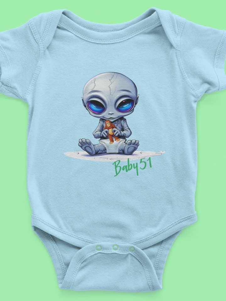 Baby 51 one piece Gerber onesie - baby alien & Bigfoot doll for wholesale by Zombie Paws
