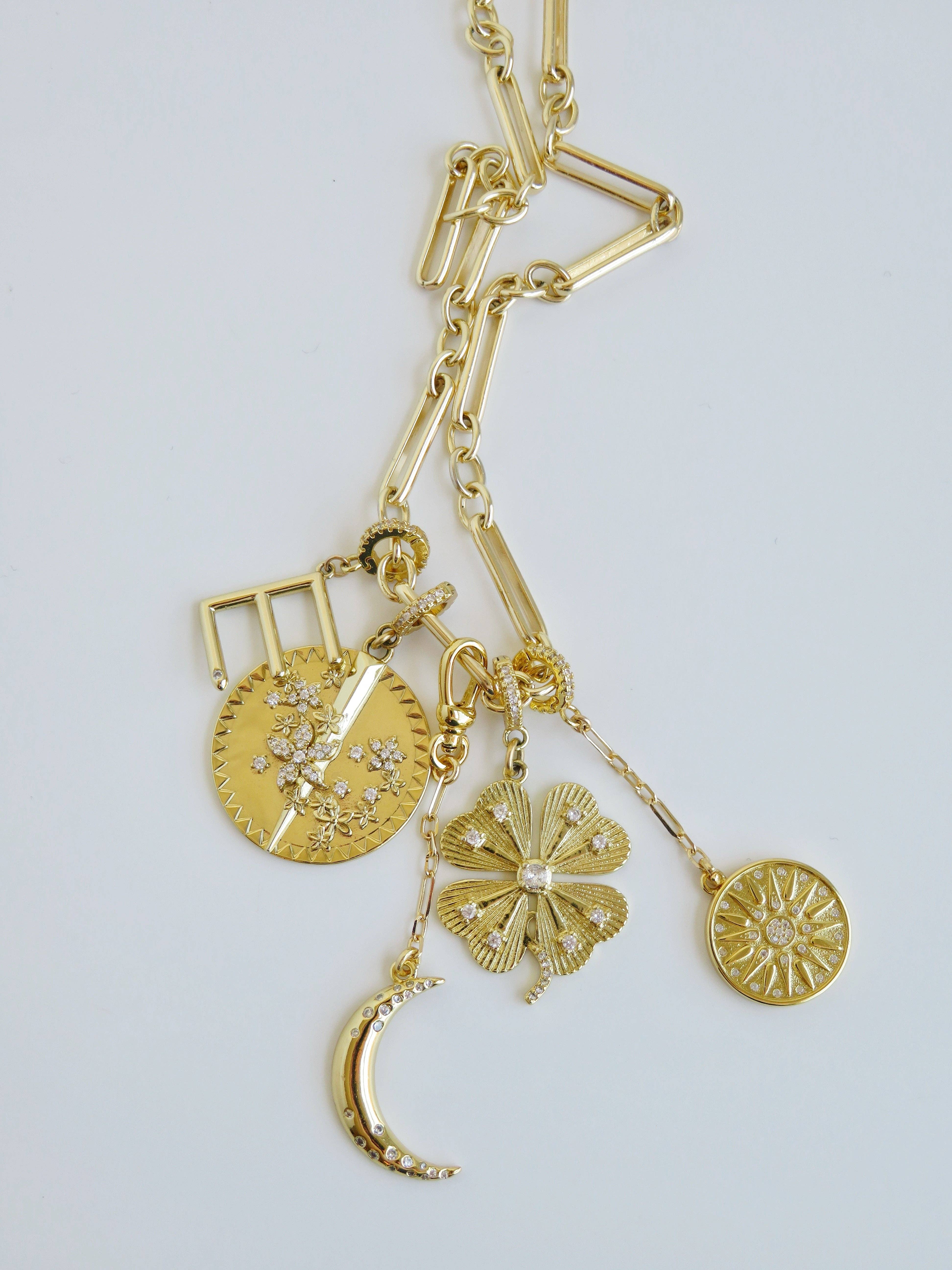 Boutique Suarez Co. - Wholesale Pendant/Charm Necklace - Celestial Hinged Clasp Chain Charms6