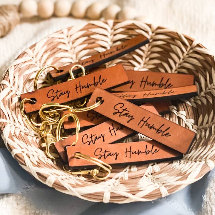 Stay Humble Leather Bar Keychain for wholesale by The Joyful Bee Co