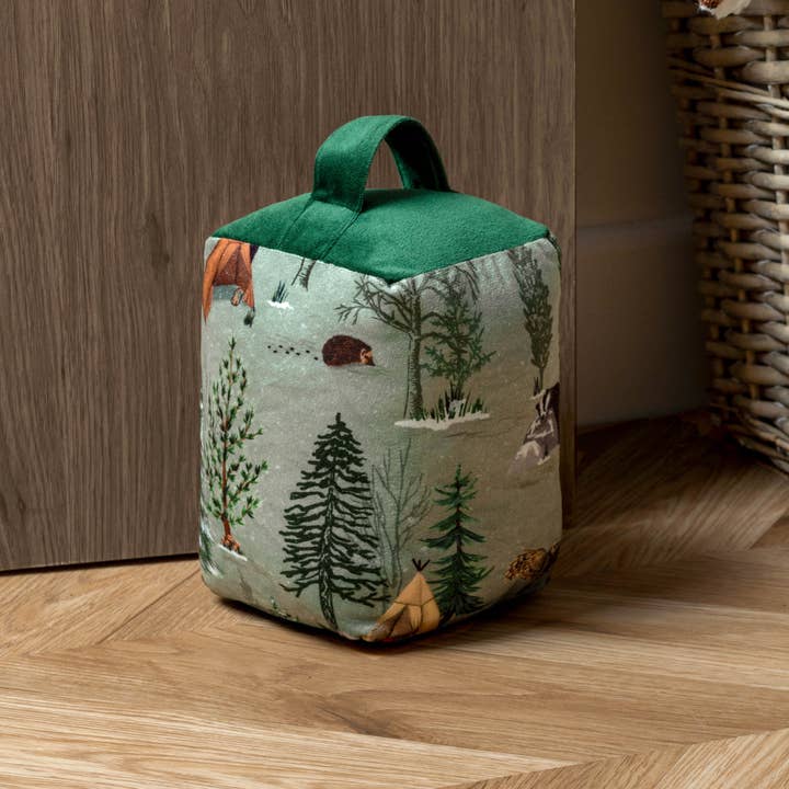 Lodge Wood Velvet Door Stop Oak Green for wholesale on Faire