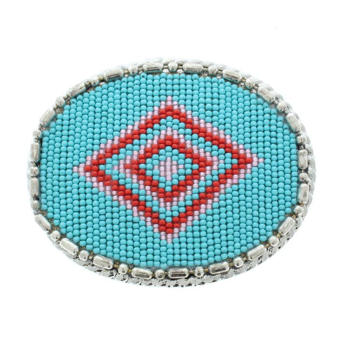 Rosewater Trail, silver oval buckle, Made in USA, 70.1mm x 86.4mm for wholesale by HHH Designs