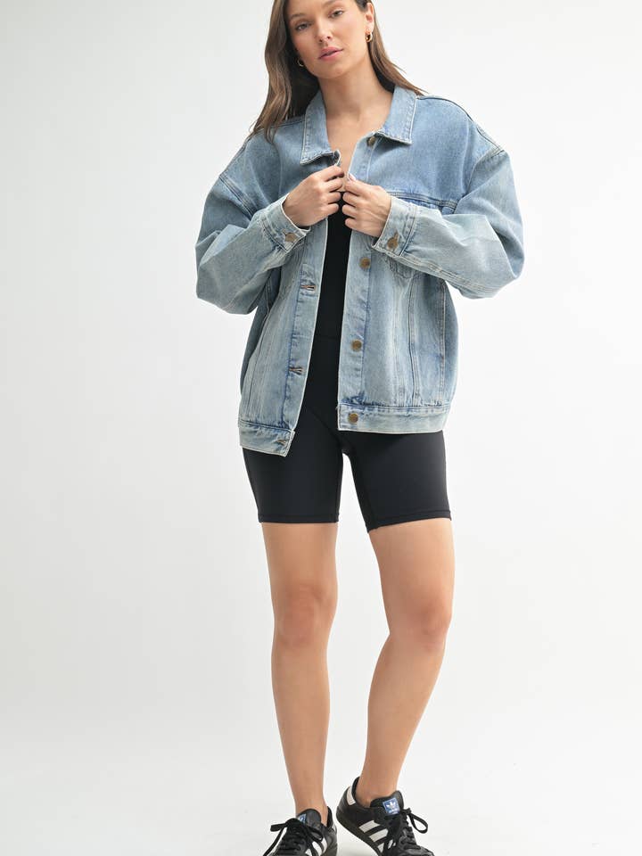 Mono B - Wholesale Denim Jacket - Women's - Boxy-Cut Denim Jacket