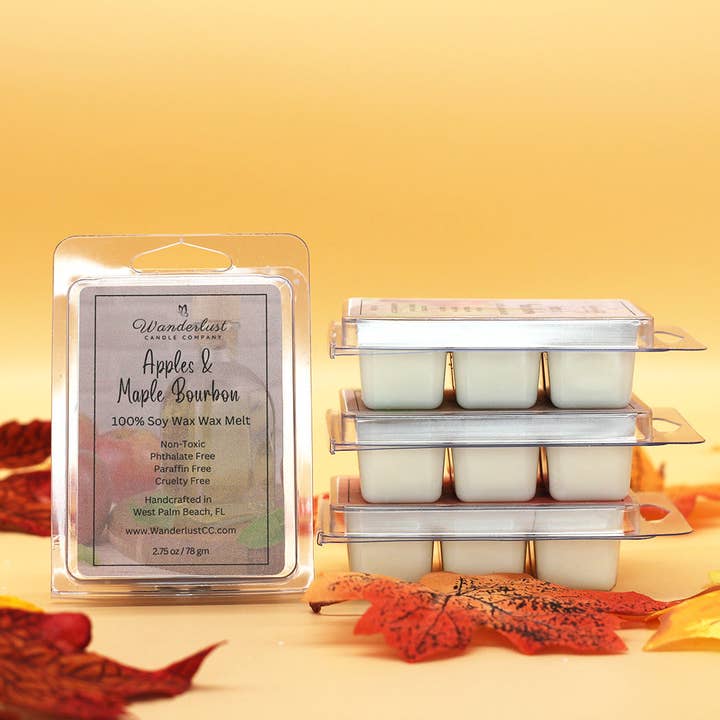 Apples & Maple Bourbon Scented Soy Wax Melt Wholesale for wholesale by Wanderlust Candle Company