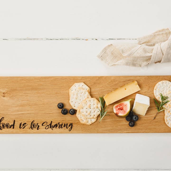 Good Food Is for Sharing Large Oak Serving Platter for wholesale by Selbrae House Ltd