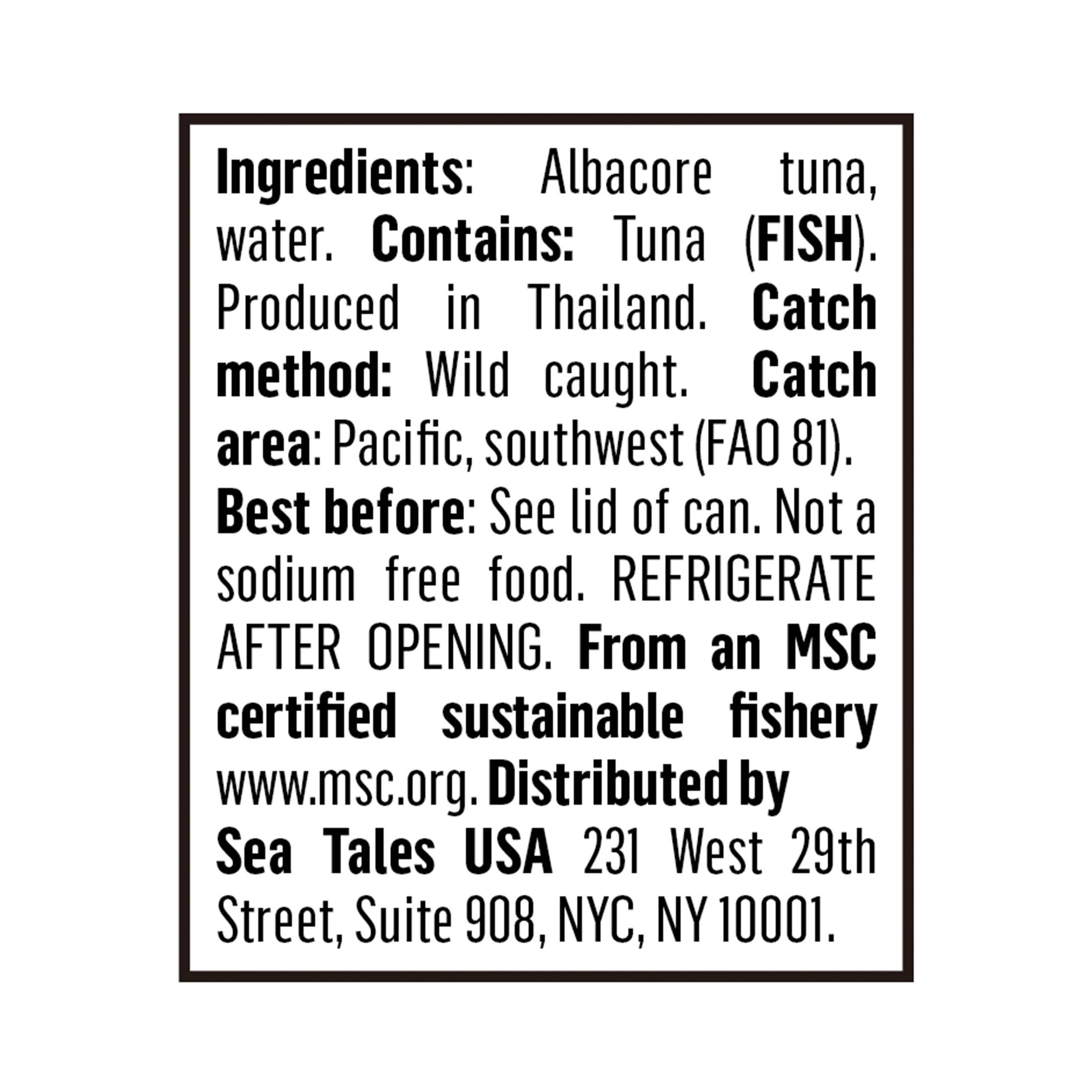 Sea Tales - Wholesale Tinned Fish - Albacore Tuna in Water No Salt3