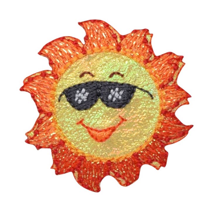 Yellow Sun - Smiling with Sunglasses - Iron on Patch for wholesale by Wholesale Applique