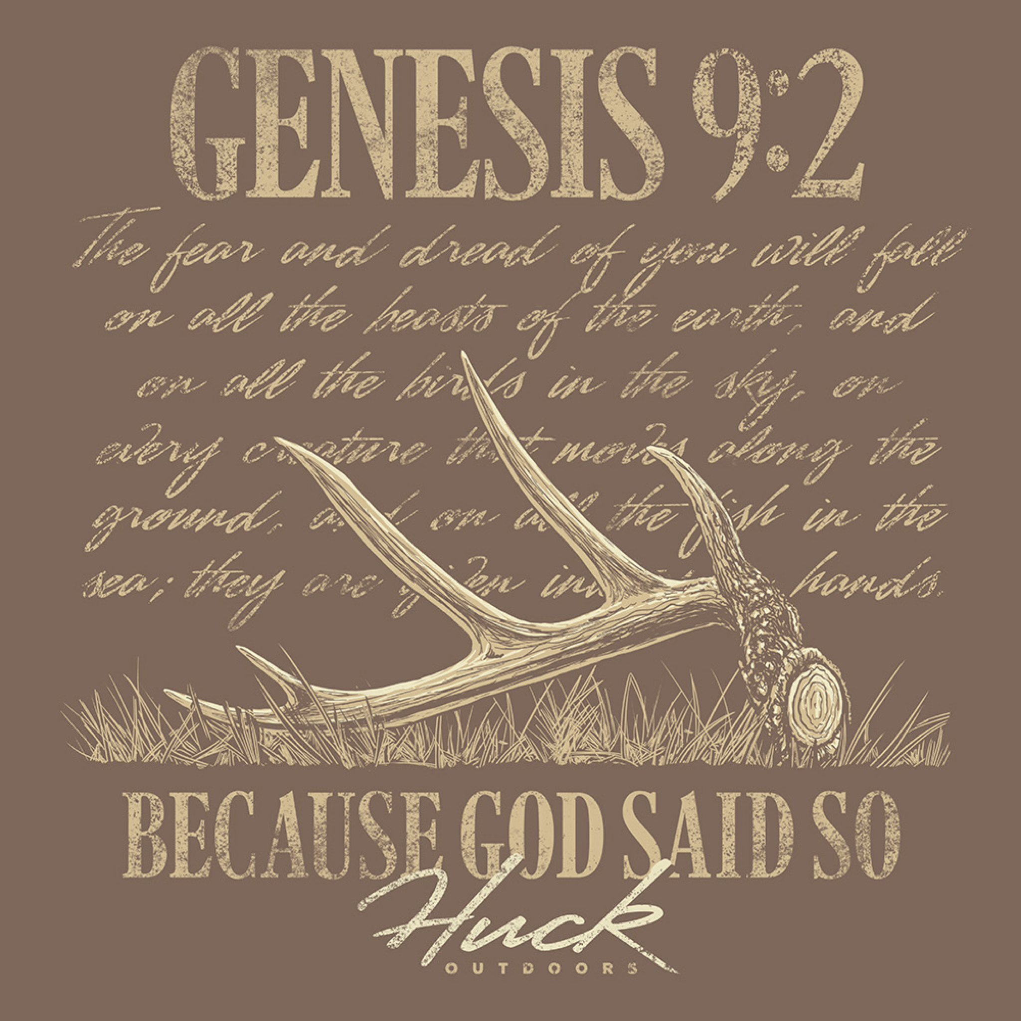 Huck Outdoors - Vente T-shirt sérigraphié – unisexe - Genesis 9:2 Manches Longues – « Parce que Dieu l'a dit »1
