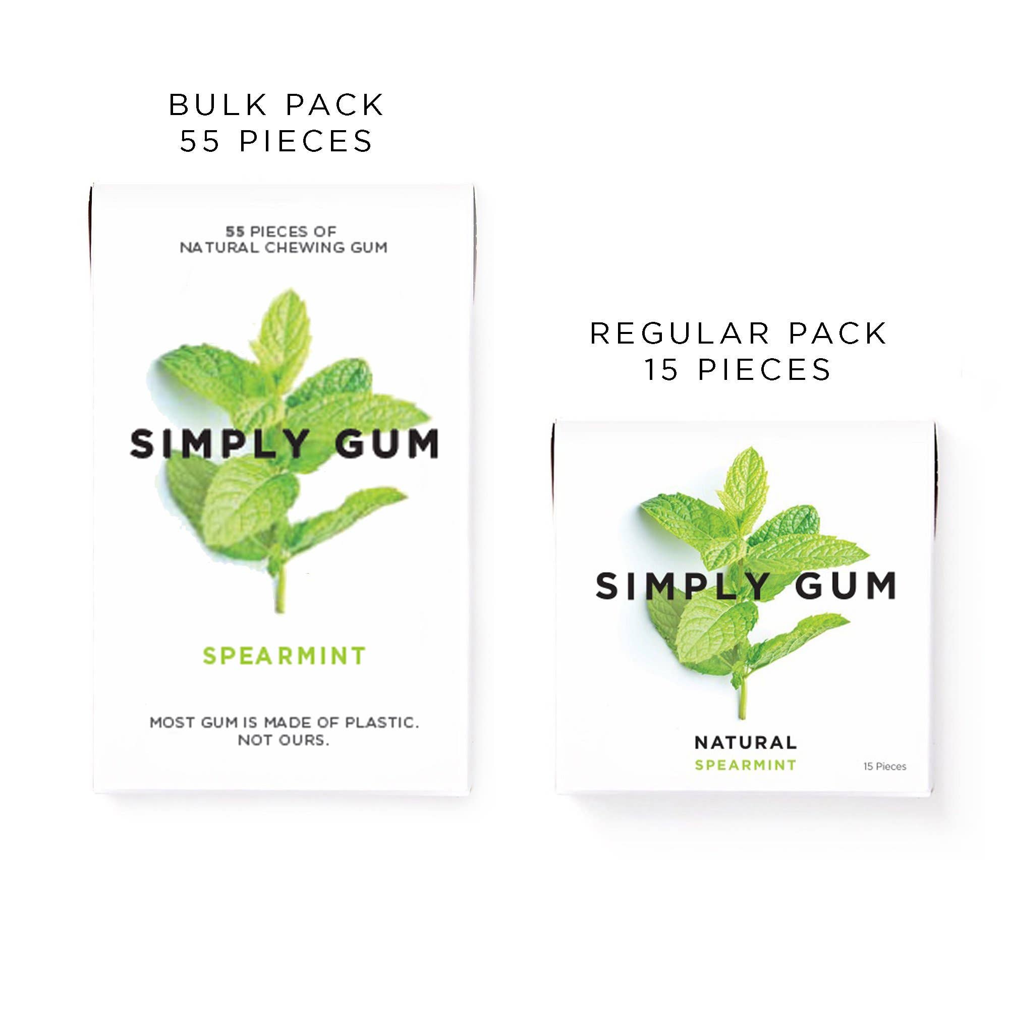 Simply Gum - Wholesale Chewing Gum - Spearmint Chewing Gum 55 Ct - Natural + Plastic-Free | 6 Pk3
