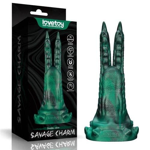 Savage Charm Double-Claw Vibrating Silicone Dildo for wholesale by LOVETOY