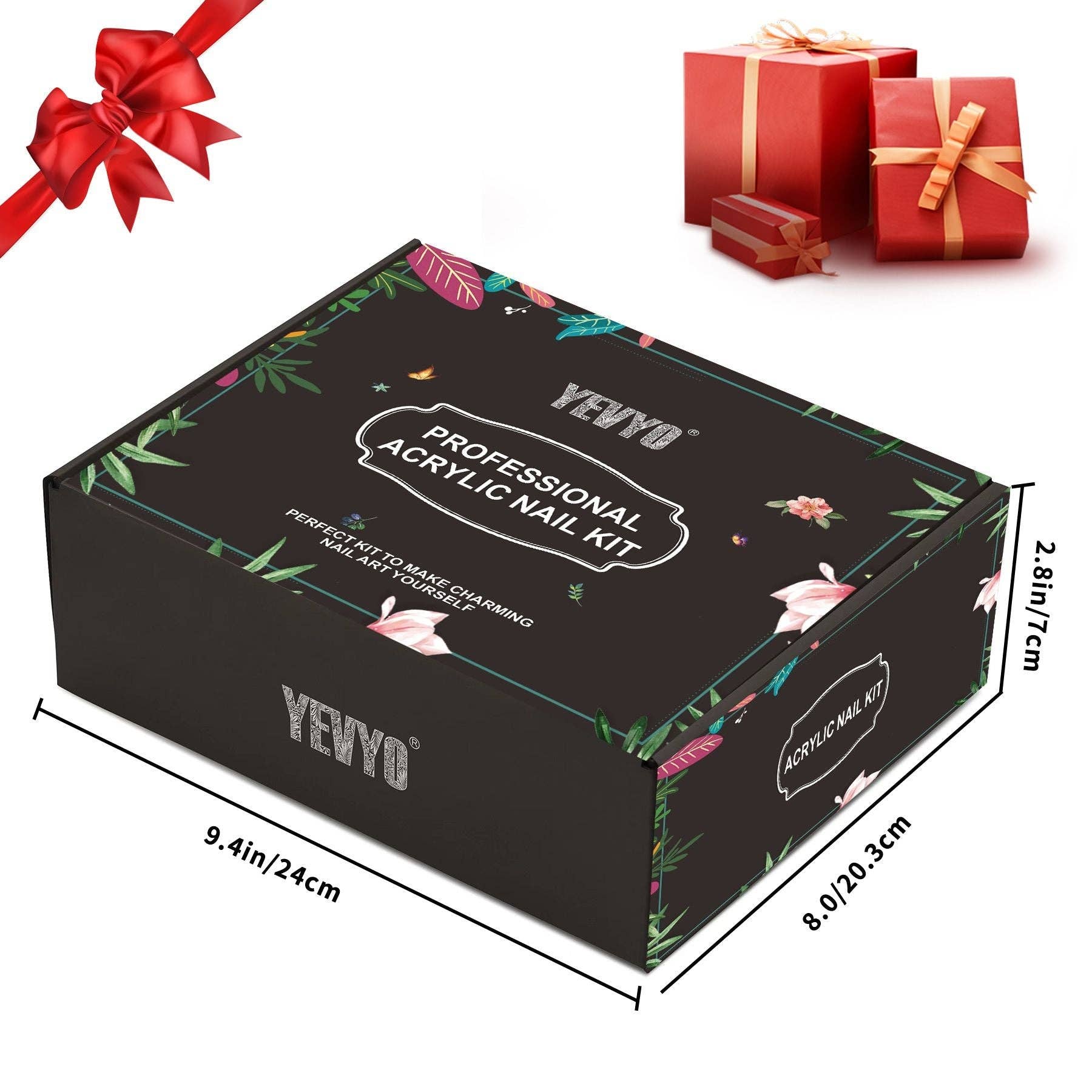 veelkleurig Acryl Nagelset met UV-licht, 4 Kleuren Gel Nagellak Set met 24 Glitterkleuren Acrylpoeder Monomeervloeistof voor groothandel op Faire8