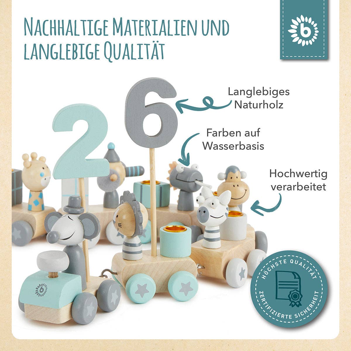 Bieco Spielwaren - Wholesale Toy Set - Kids - Birthday Train Wood Scandi 0-99 Years7