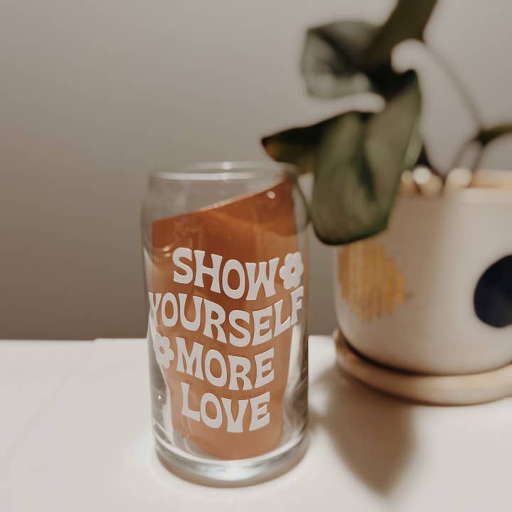 Show Yourself Love Glass Cup for wholesale by Nomadic Roots