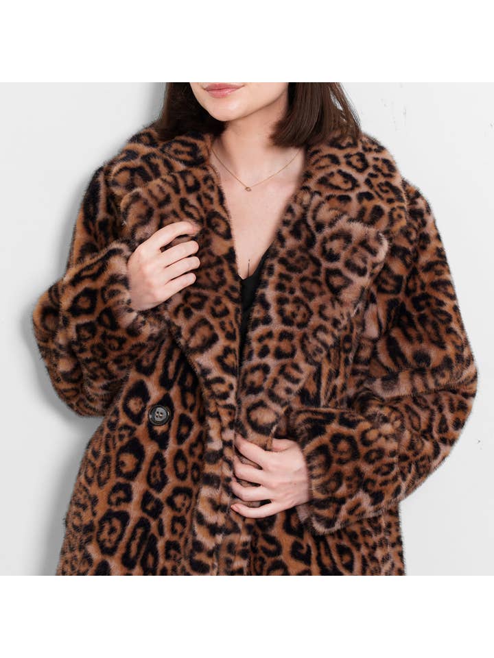 Sarta - Wholesale Fur/Faux Fur Coat - Women's - Renee Mid-Length Faux Fur Coat- Natural, Leopard7