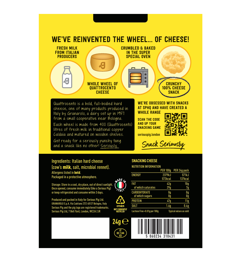 Serious Pig - Wholesale Cheese - Crunchy Snacking Cheese  (24 x 24g)2