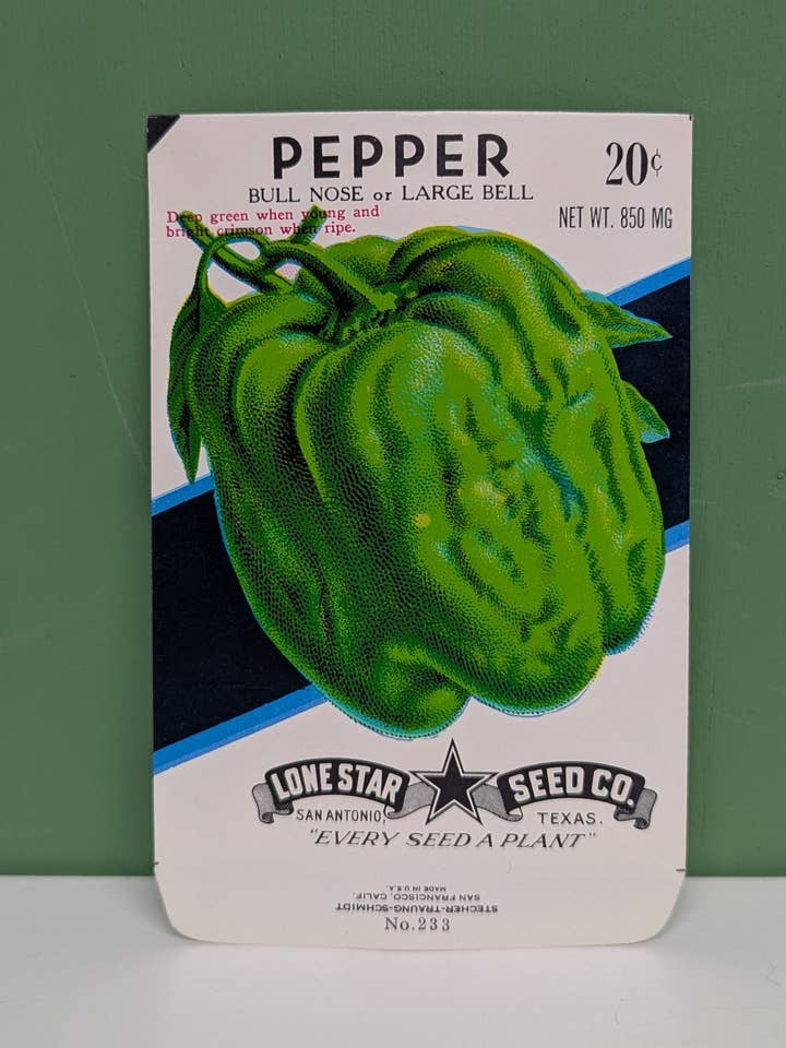 Grüner Pfeffer leere Saatgutpackung für den Großhandel von vintagegoodies