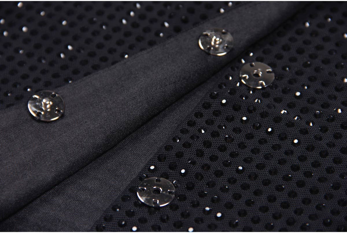 Noir Ensemble chemisier et jupe en maille diamant SET70Y pour tenue décontractée en vente sur Faire10