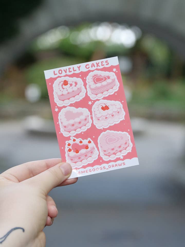 Vintage Cake Sticker Sheet for wholesale by megoogs draws