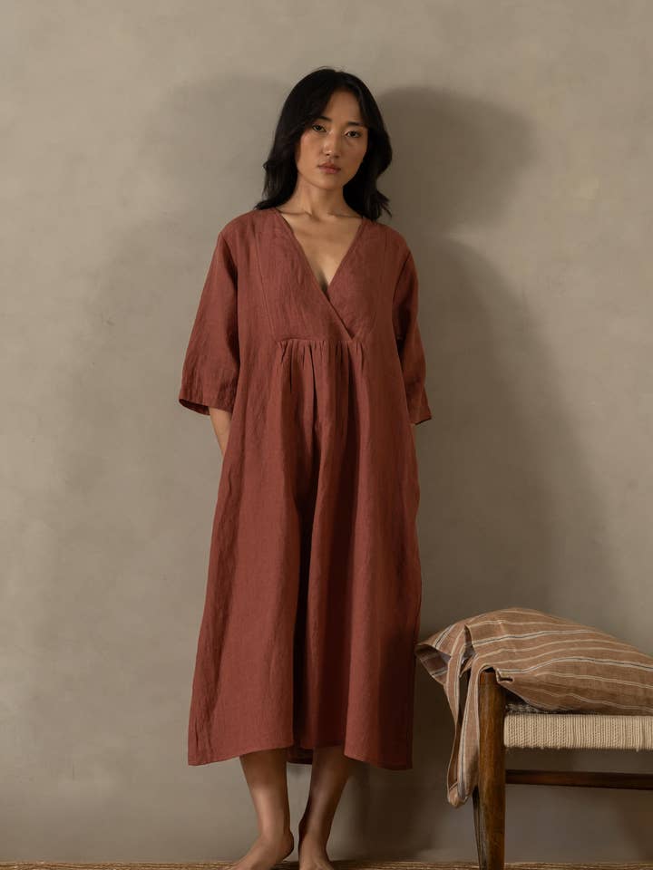 Midikleid aus Leinen für den Großhandel von Live Linen