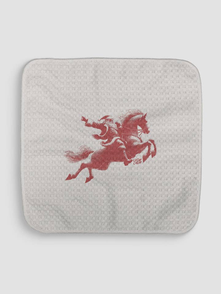 Saddle Up Santa Dishcloth for wholesale by Loom Loom