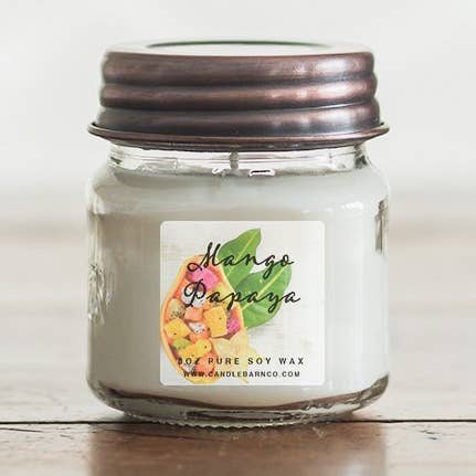 PAPAYE MANGUE | Pot Mason 8 oz | Bougie de soja 100% pur pour la vente par Timber Oak Candles