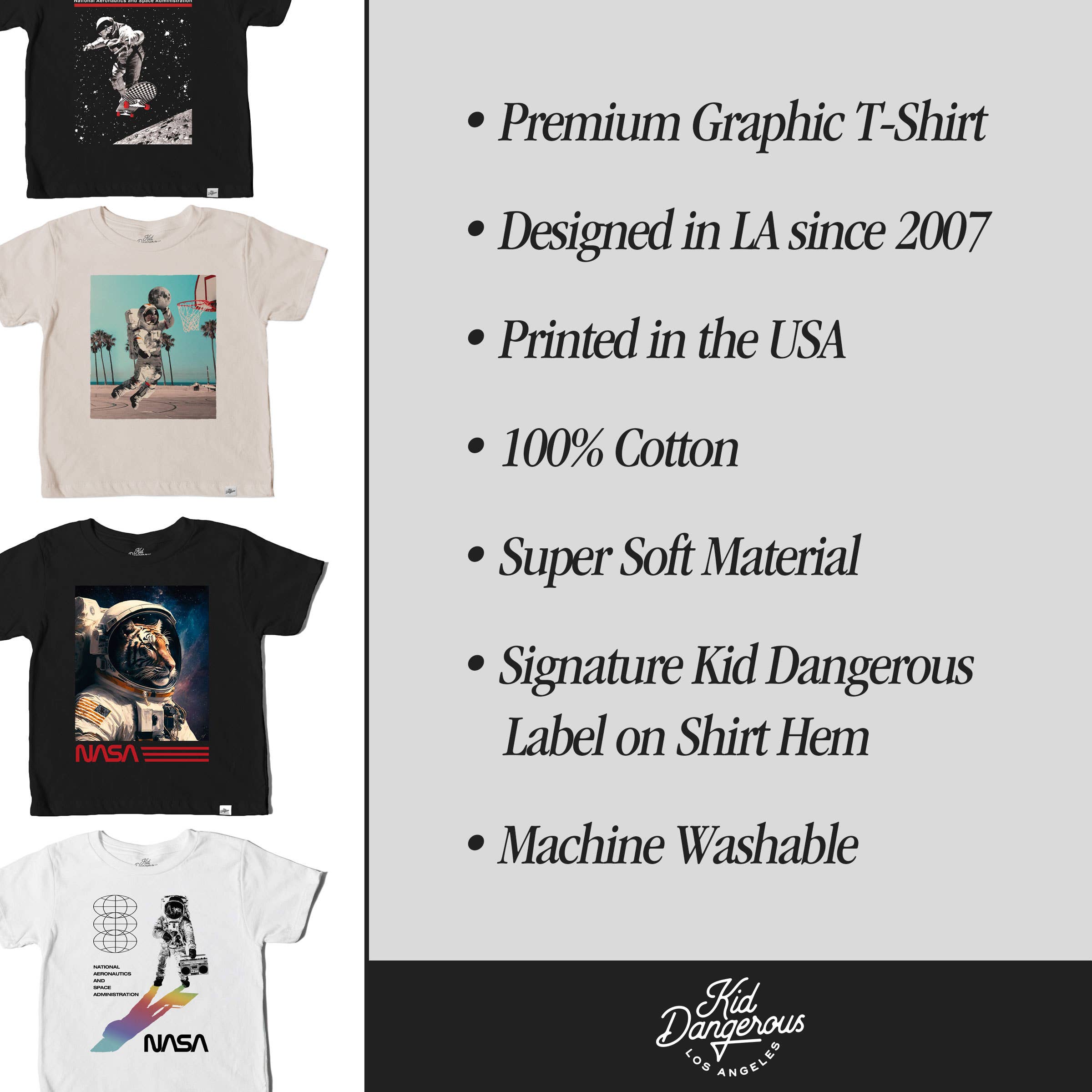 Kid Dangerous - Wholesale Screen Printed T-Shirt - Kids - Kids Astro Dunk T-Shirt Space Graphic Tee 2
