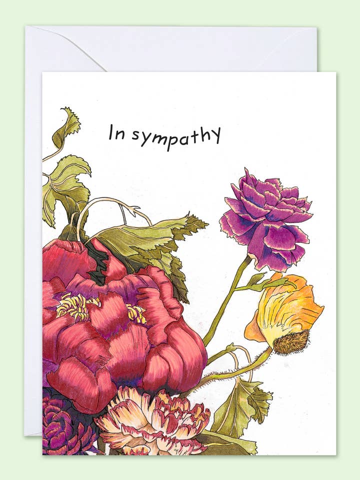 Card - Sympathy - with red dahlia for wholesale by Vivid Cottage