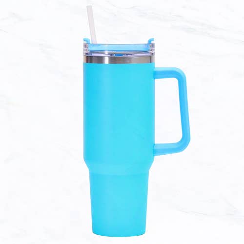 Suzie Q USA - Wholesale Insulated Mug/Tumbler - 40 oz, Stainless Steel Tumbler with Handle, Straws Include19