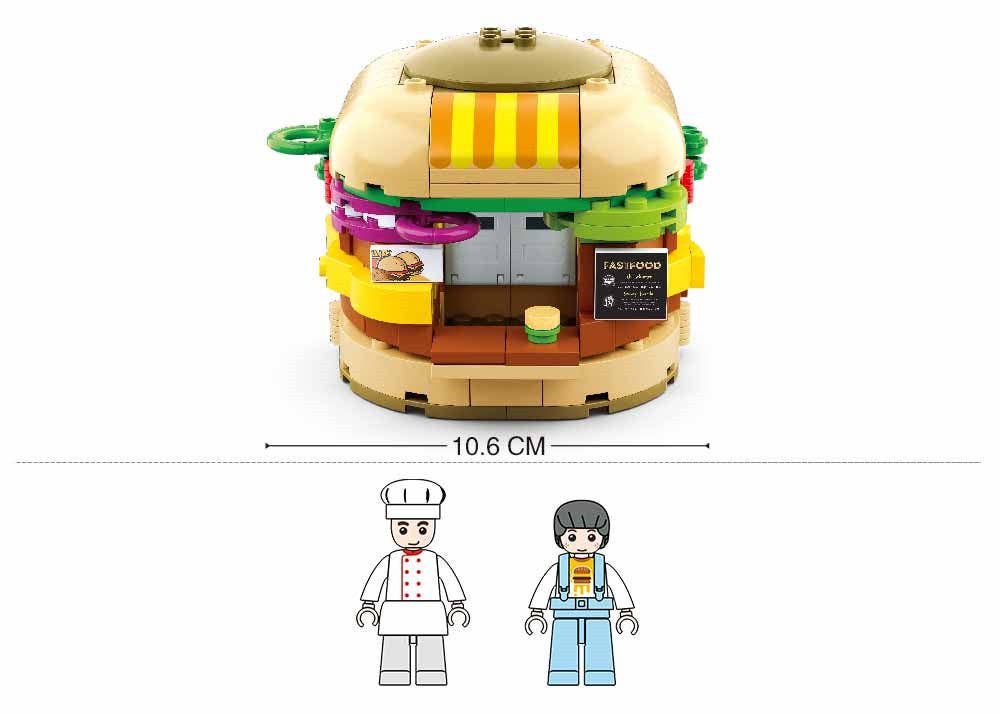 Texas Toy Distribution - Wholesale Building Set - Kids - Food Court Hamburger House Building Brick Kit (264 Pcs)3