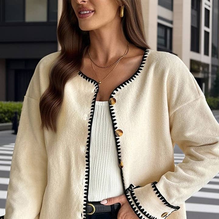 CWOCO00277_CASUAL CONTRAST COLOR LOOSE CHANEL STYLE JACKET and other Purchase Wholesale gürtel. Free Returns & Net 60 Terms on Faire trending on Faire.
