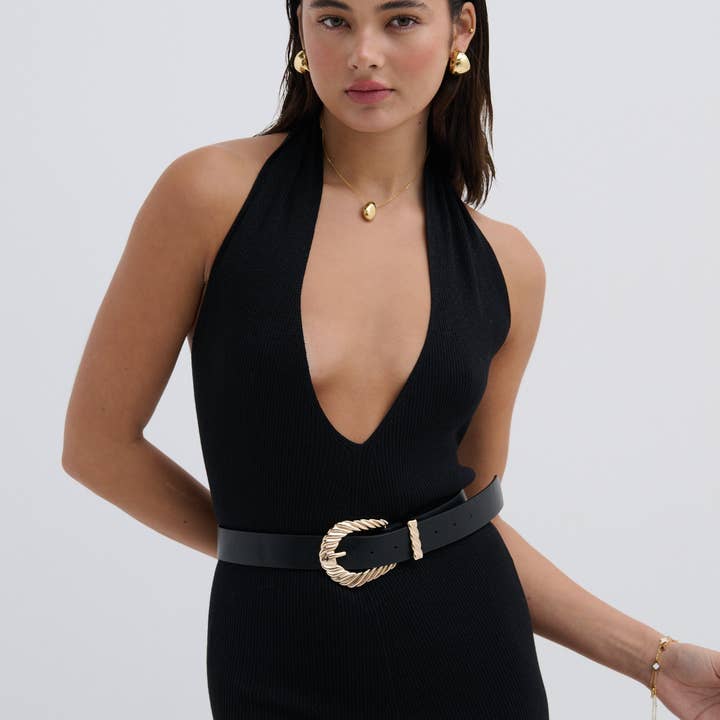 Angels Whisper Accessories – Cinto - Mulher por atacado – Cinto de Fivela Amelie Twist Detail Preto