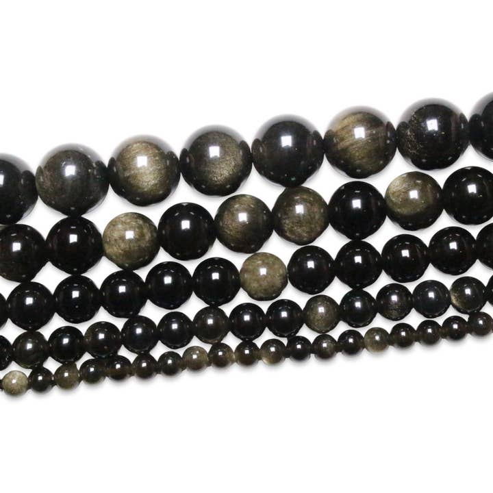Fil de perle Obsidienne doré AA pour la vente par Foliesbijoux