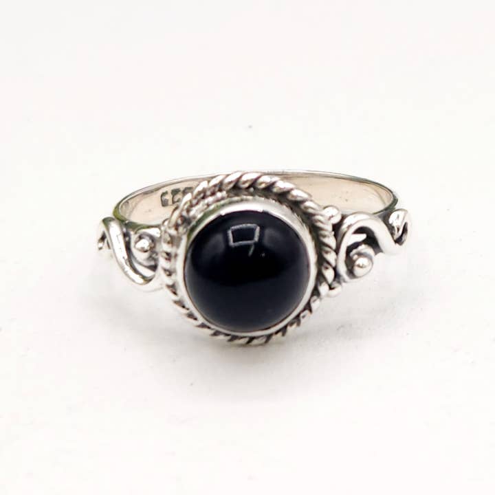 Black Onyx Semi-Precious Gemstone Ring-Sterling Silver/925  for wholesale by Meraki Gemstones