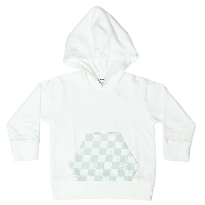 E26428-WHITE Smile Check Pullover Hoodie for wholesale by 🤍Baby Steps and Mish Kids