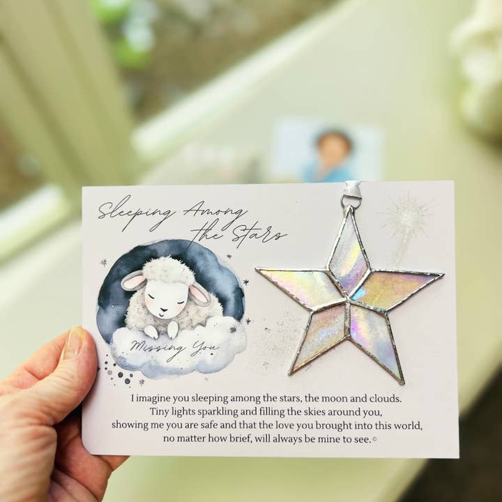 The Grandparent Gift Co. Inc. - Wholesale Ornament - Sleeping Star Infant Memorial Handmade Glass Star 77225