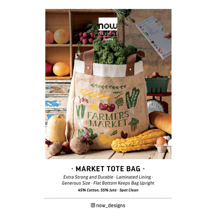 Now Designs by Danica - Wholesale Grocery/Shopping Bag - Farmers Market Large Burlap Shopping Bag