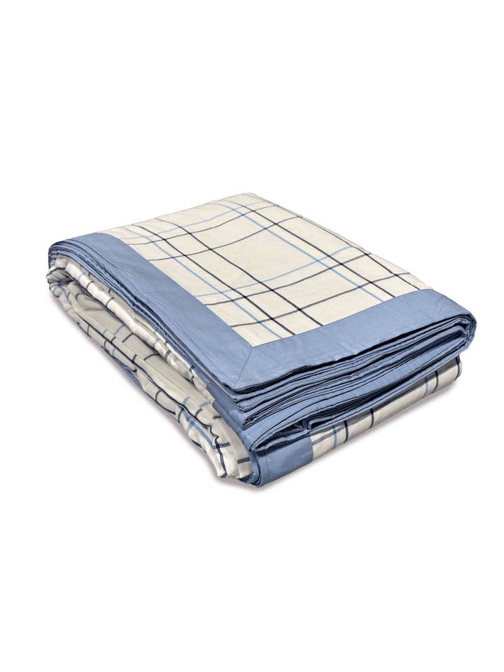 Handmade 100% Cotton Printed Blanket, Plaid (88"x96") for wholesale by Pure Indian Foods