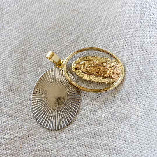 18K Gold Filled Guadalupe Pendant Necklace with Rose Detail for wholesale by GoldFi
